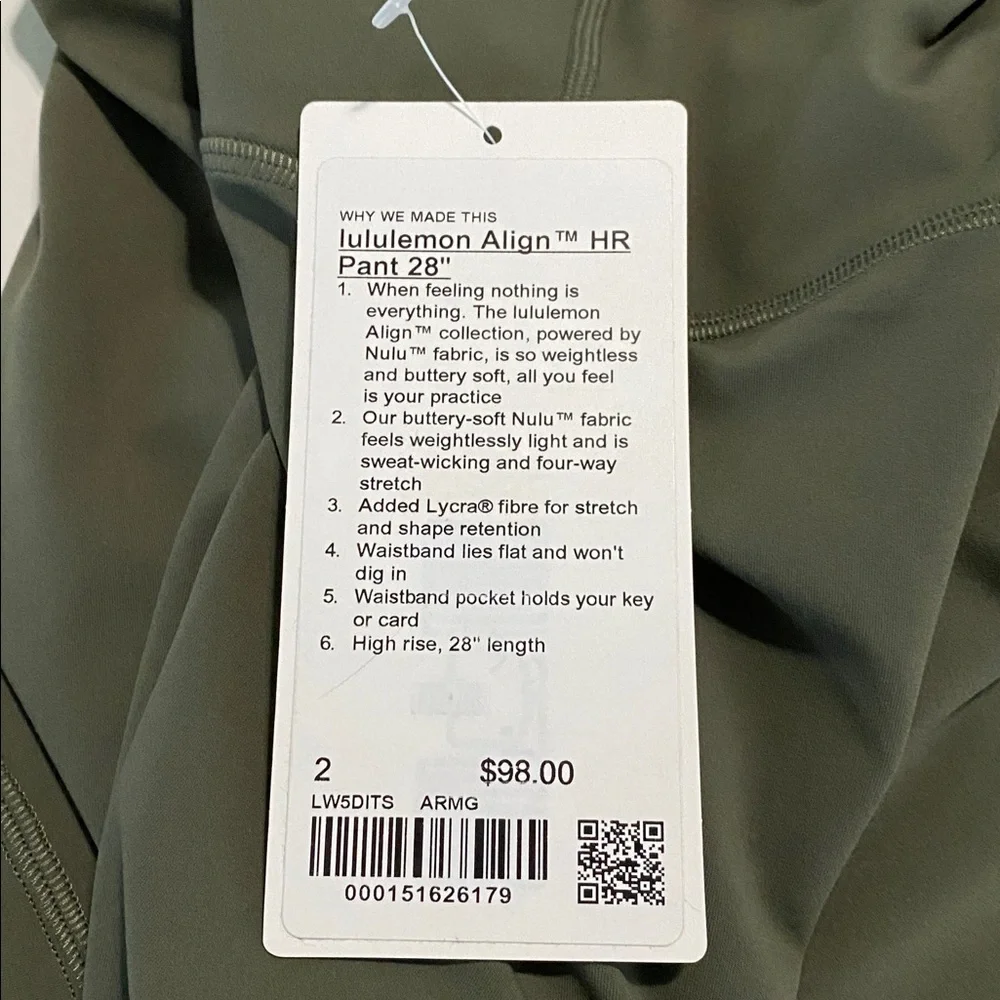 Lululemon - Align High Rise Pant 28” - NWT - Picture 5 of 5